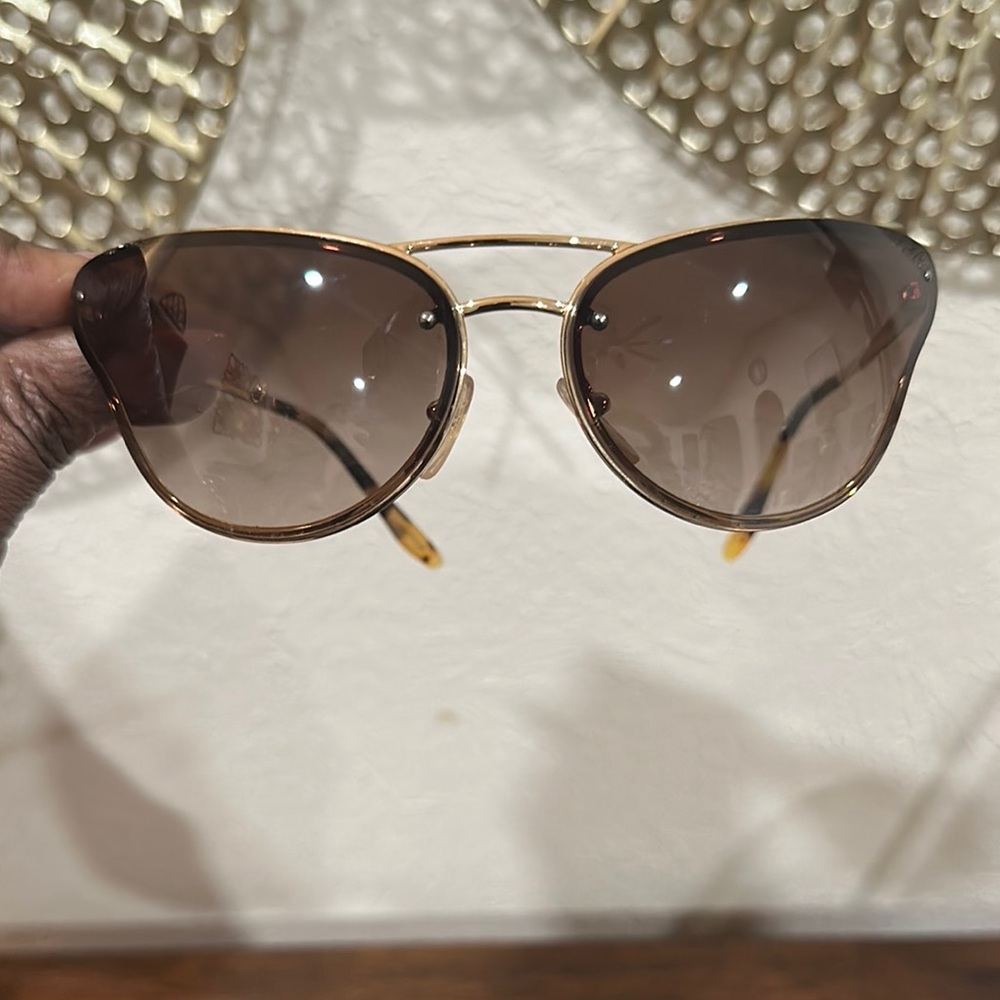 Prada Butterfly Gold Brown Aviator Sunglasses